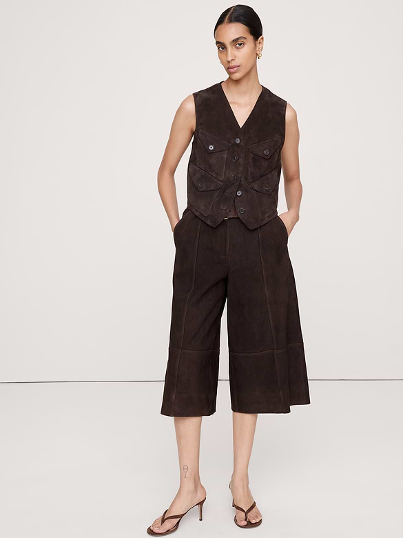 High-Rise Suede Culotte