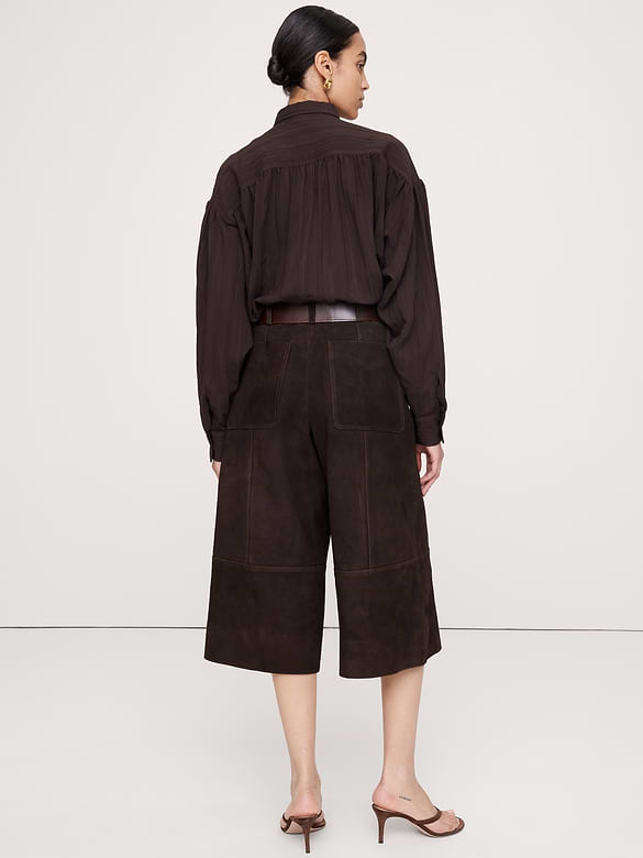 High-Rise Suede Culotte