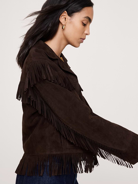 Veste en suède emblématique à franges