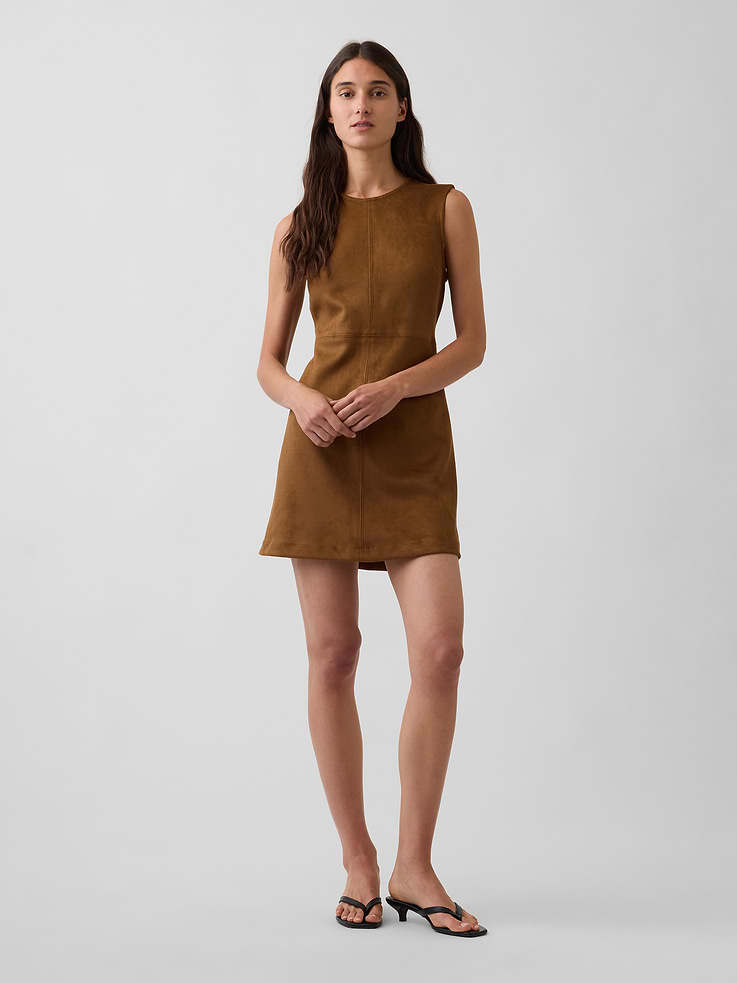 Image number 1 showing, Vegan Suede Mini Shift Dress