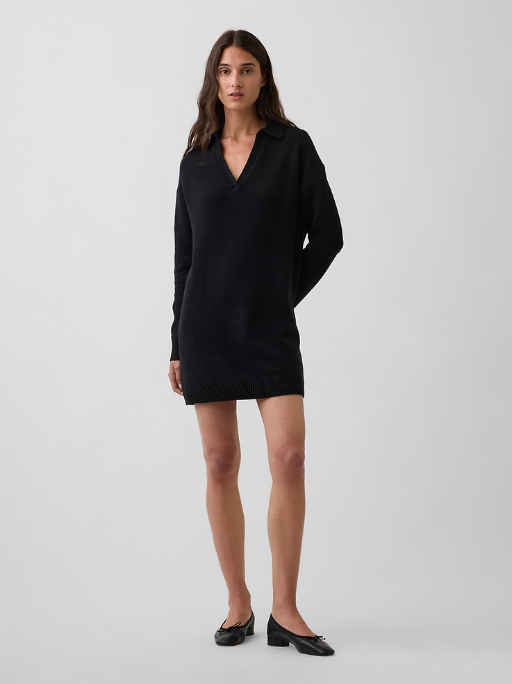 Image number 1 showing, CashSoft Oversized Polo Mini Sweater Dress
