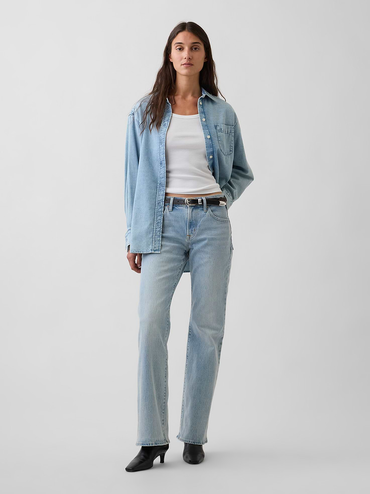 Image number 1 showing, Mid Rise Relaxed Flare Jeans