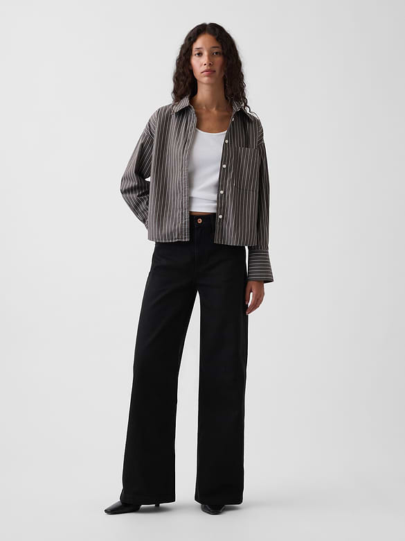 High Rise Stride Wide-Leg Jeans