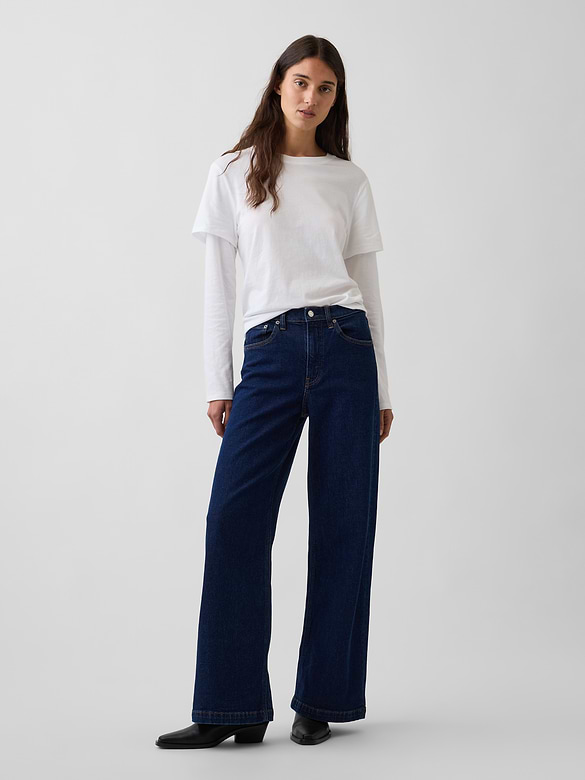 High Rise Stride Wide-Leg Jeans