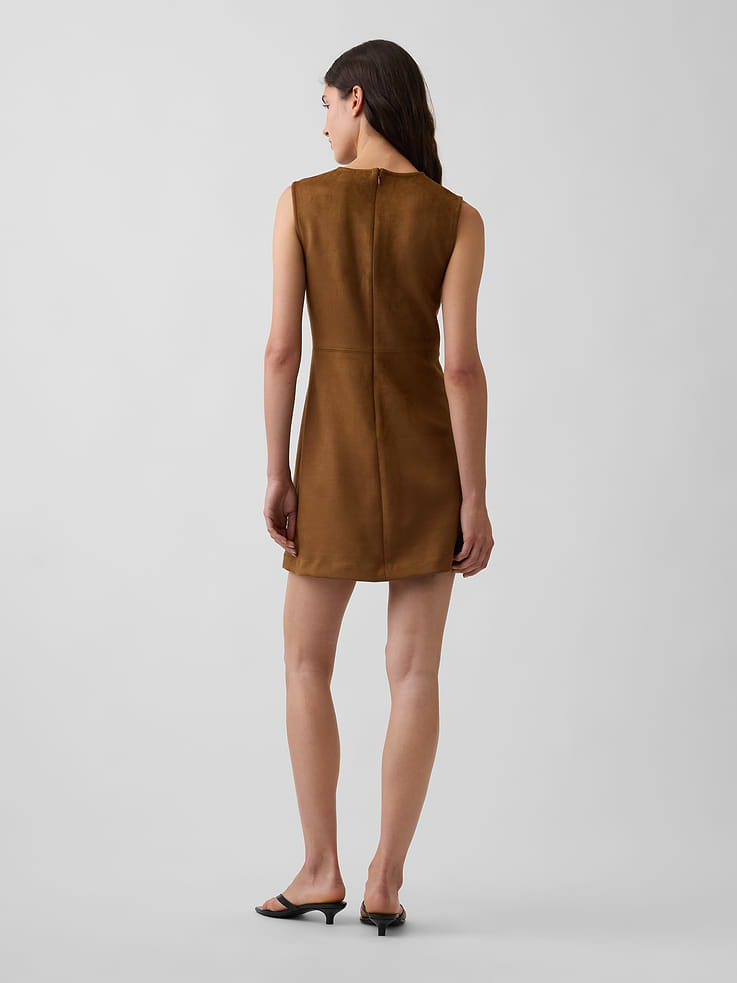 Image number 2 showing, Vegan Suede Mini Shift Dress