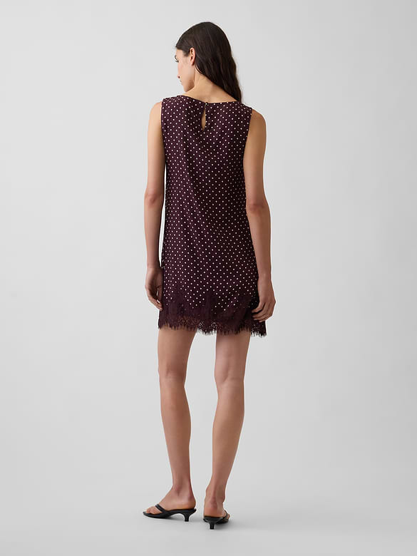 Lace-Hem Mini Shift Dress