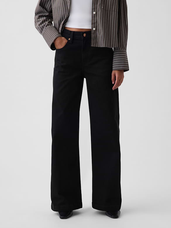 High Rise Stride Wide-Leg Jeans