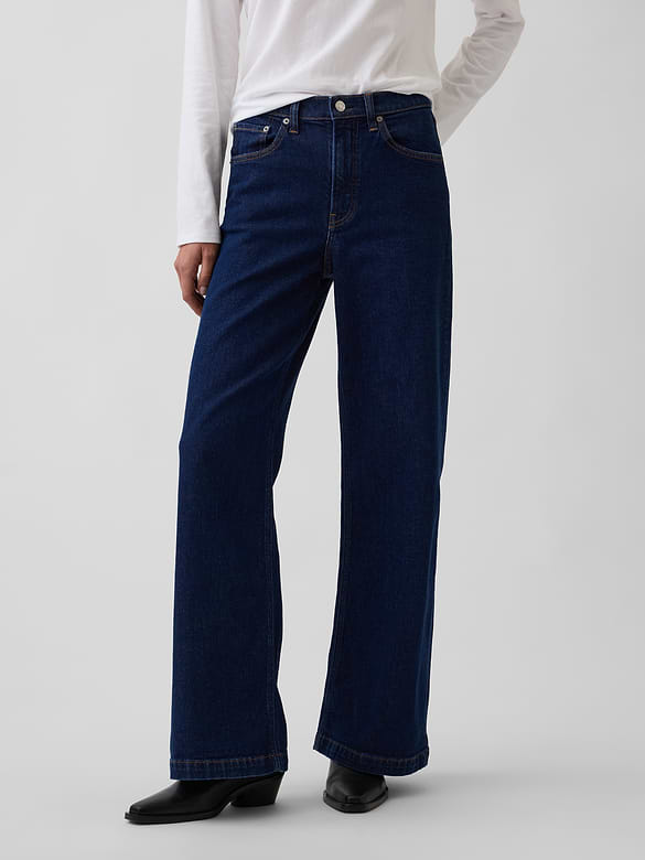 High Rise Stride Wide-Leg Jeans