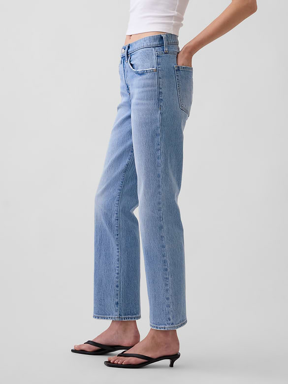 Mid Rise Flare Crop Jeans