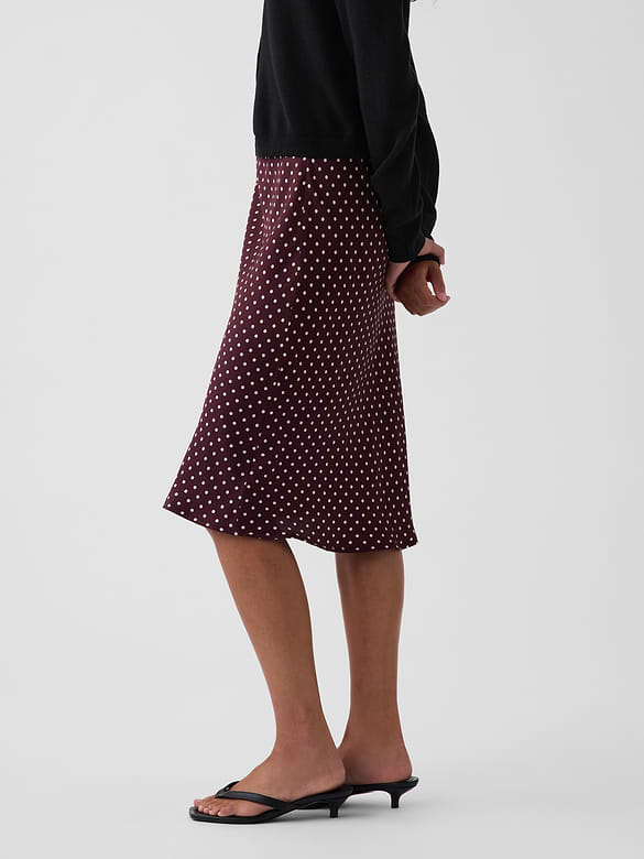 Satin Bias-Cut Skirt