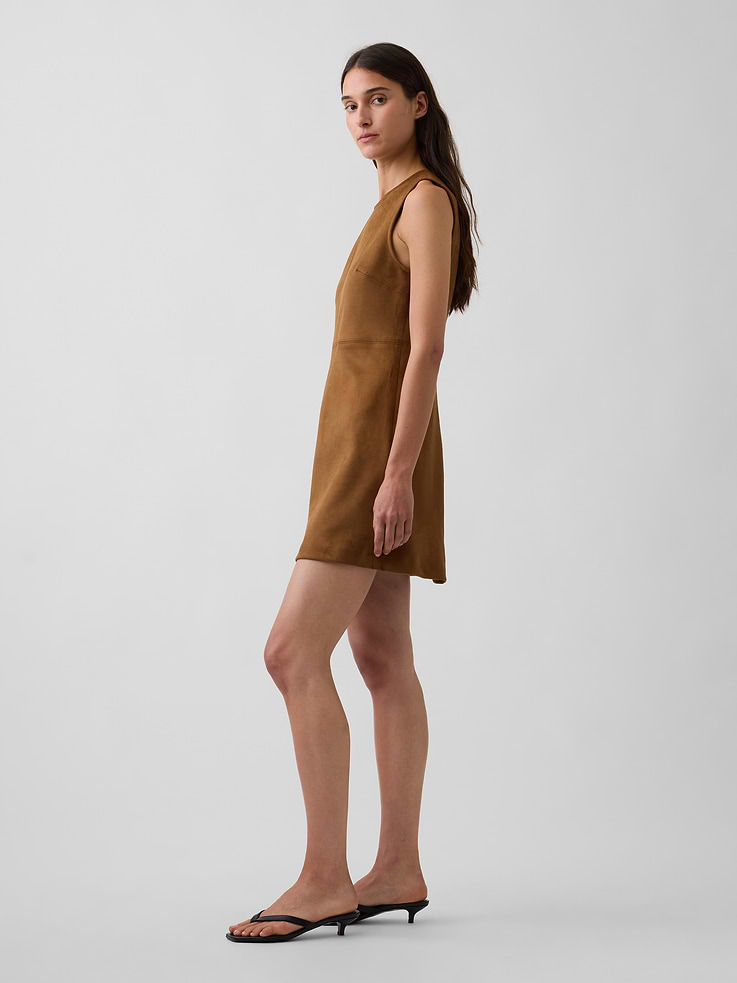Image number 3 showing, Vegan Suede Mini Shift Dress