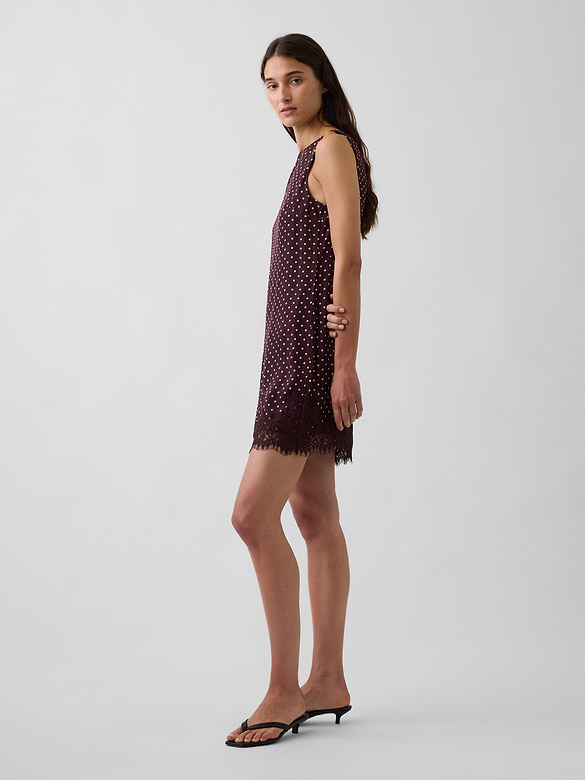 Lace-Hem Mini Shift Dress
