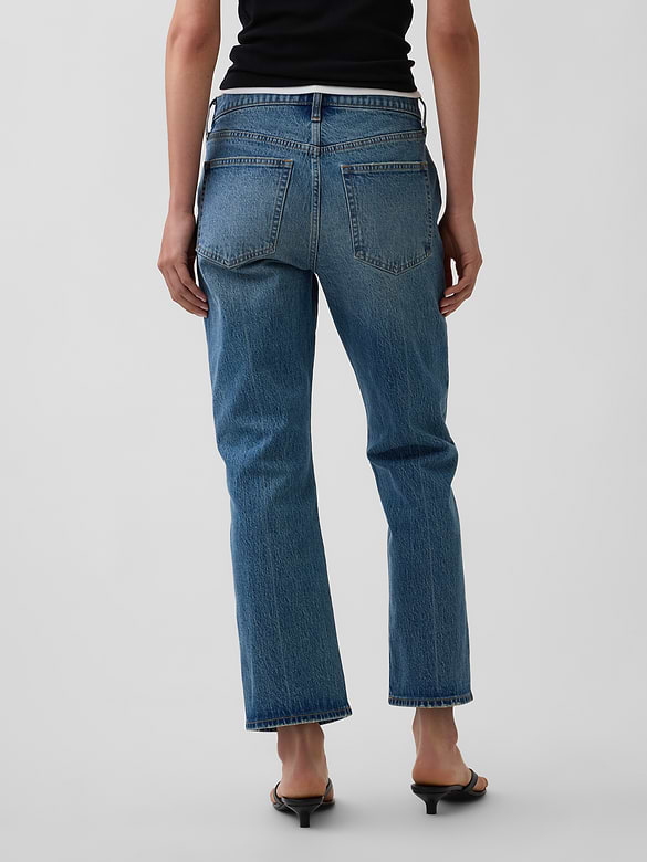 Mid Rise Flare Crop Jeans