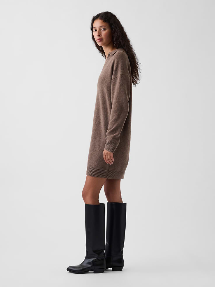 Image number 3 showing, CashSoft Oversized Polo Mini Sweater Dress