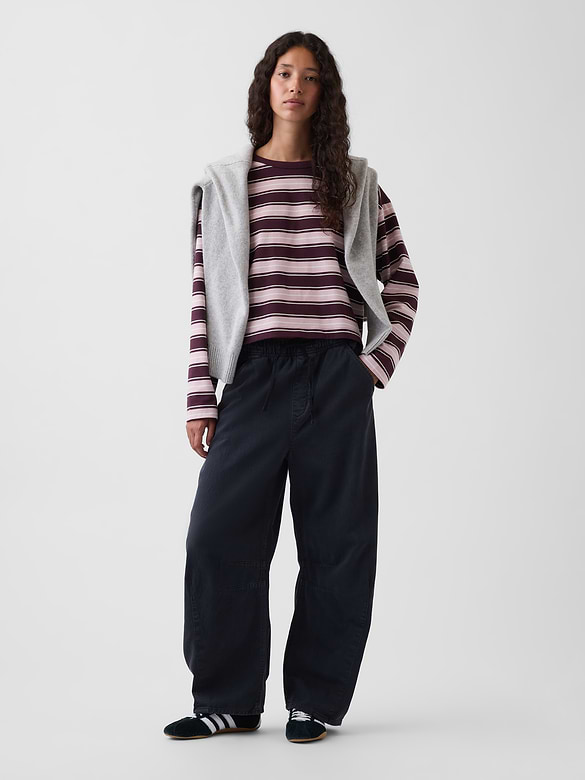 Knit Oversized Crop T-Shirt