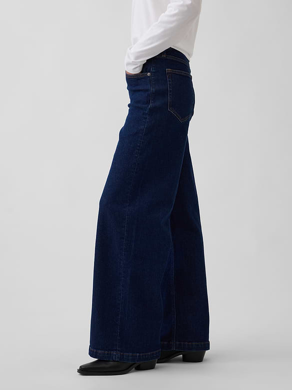 High Rise Stride Wide-Leg Jeans