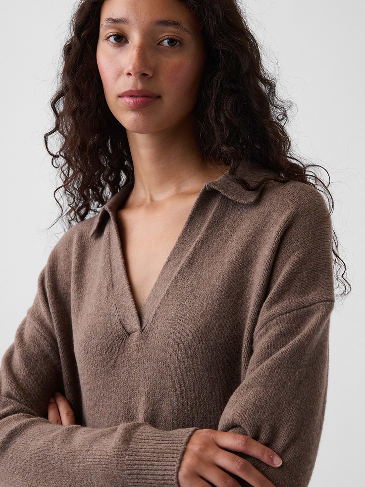 Image number 4 showing, CashSoft Oversized Polo Mini Sweater Dress