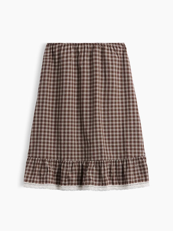 Ruffle-Hem Easy Knee-Length Skirt
