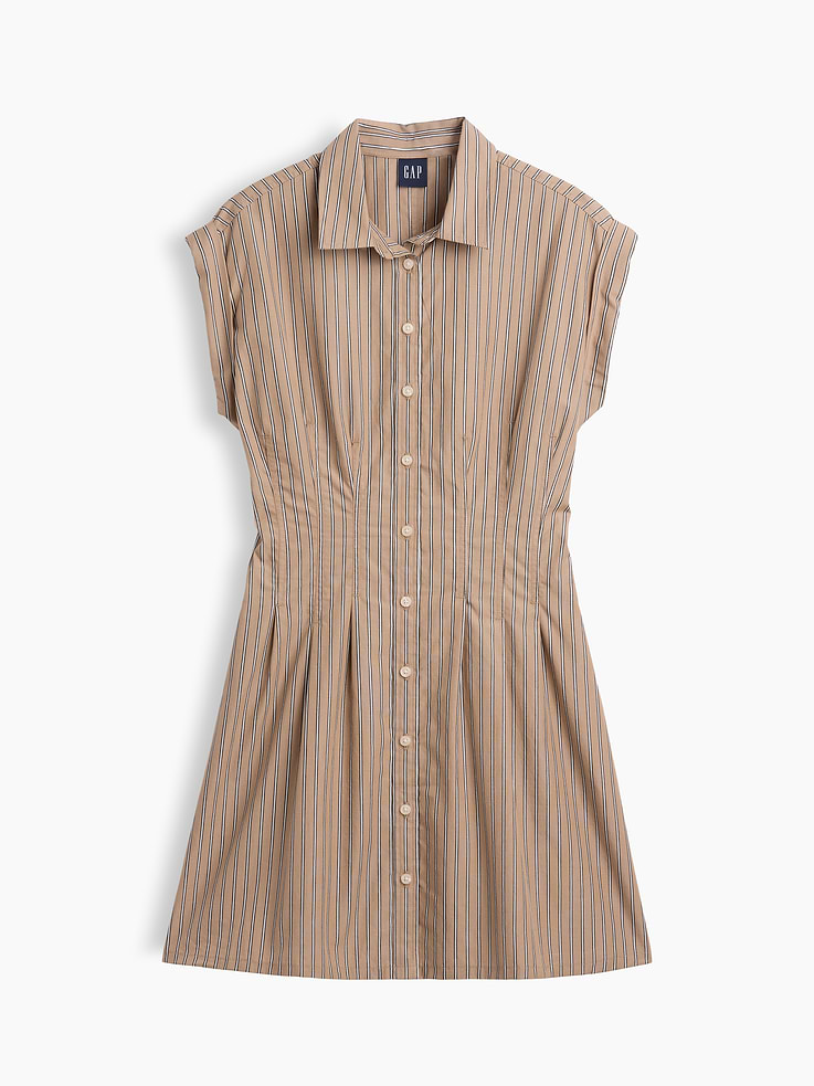 Image number 6 showing, Poplin Stripe Cinched Mini Shirtdress