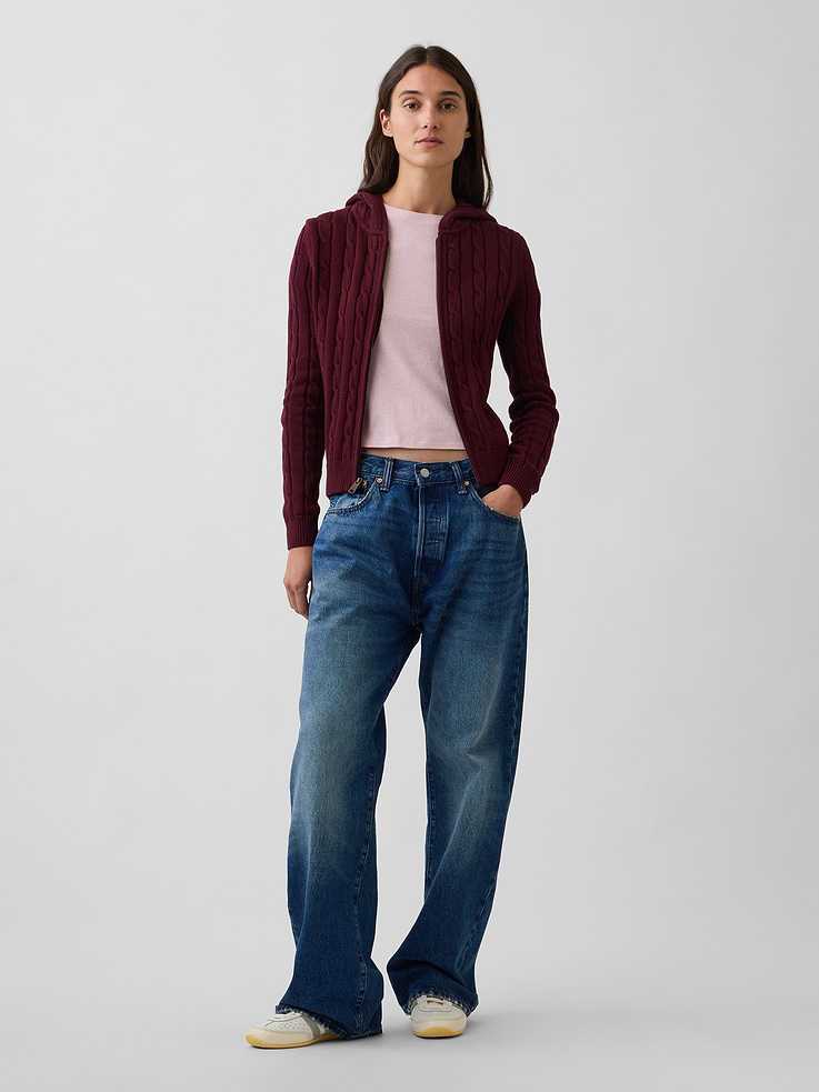 L'image numéro 2 présente Cardigan à glissière en tricot torsadé 100 % coton