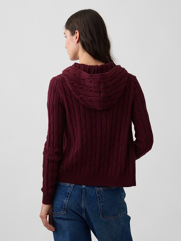 100% Cotton Cable-Knit Zip Cardigan