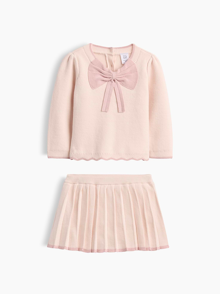 Image number 1 showing, Baby Bow Sweater Skort Set