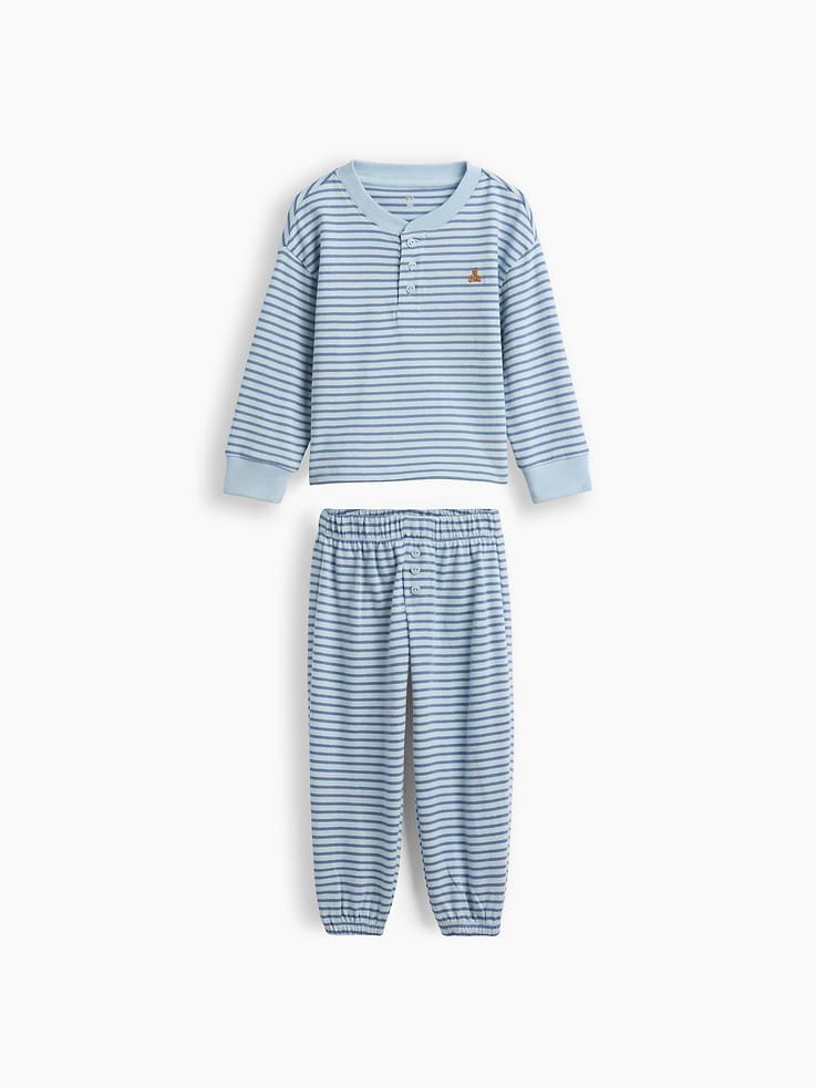 Image number 1 showing, Baby & Toddler Stripe Henley Outfit Set