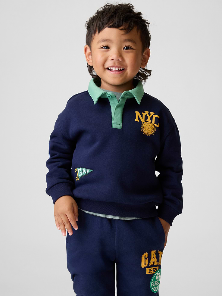 Image number 1 showing, Baby & Toddler VintageSoft Varsity Logo Polo Sweatshirt