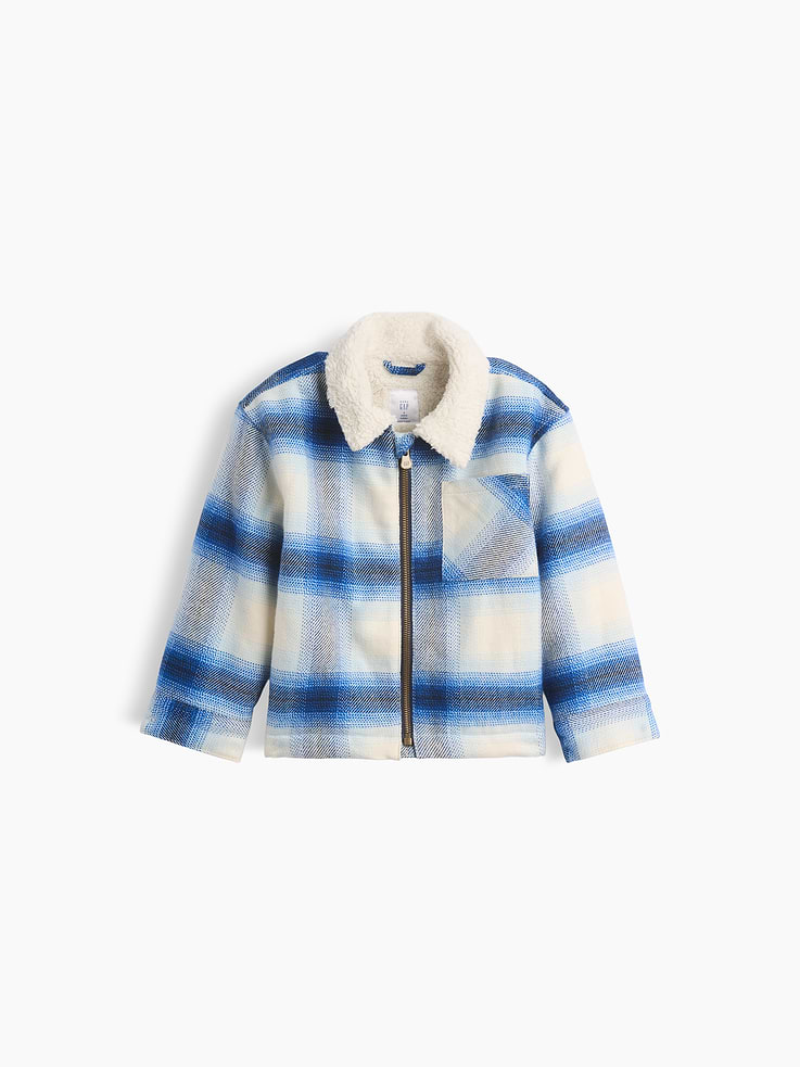 L'image numéro 1 présente Veste-chemise à glissière en flanelle doublée en sherpa pour Bébé et Tout-petit