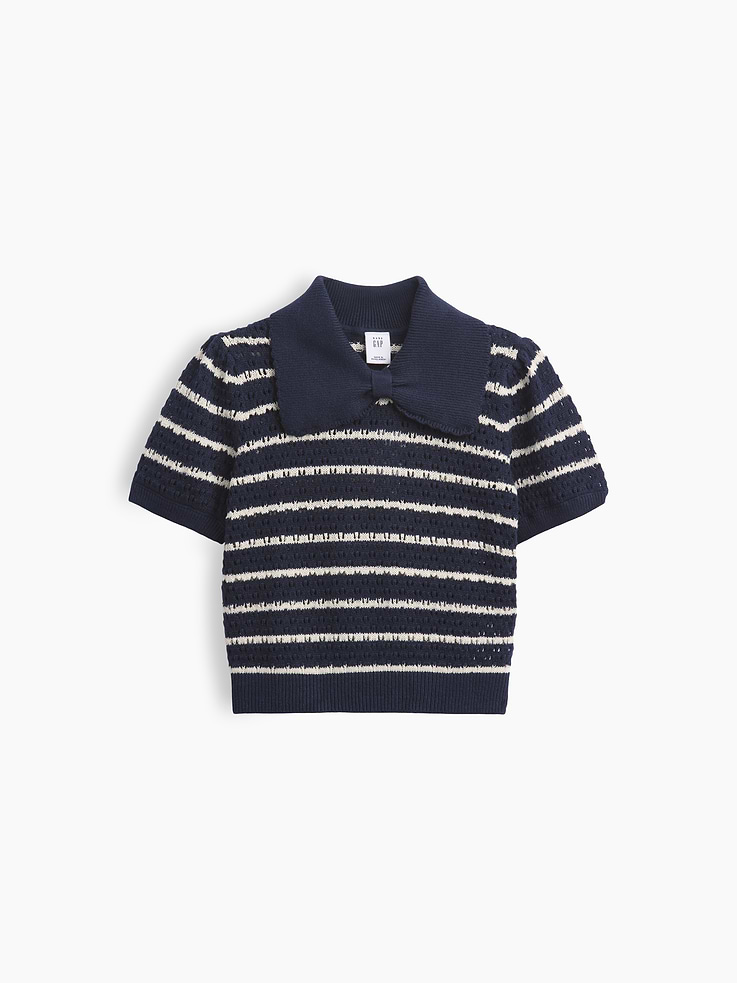 Image number 1 showing, Baby & Toddler Bow Collar Pointelle Sweater