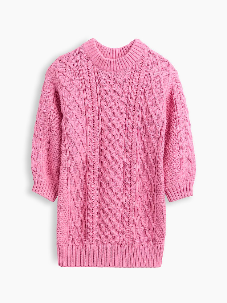 Image 1 of 2, Soft cable-knit cotton dress., Crewneck., Long sleeves., Ribbed hem., Product #1183515