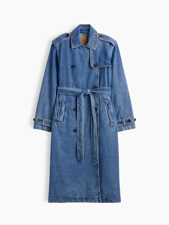 Longline Icon Denim Trench Jacket