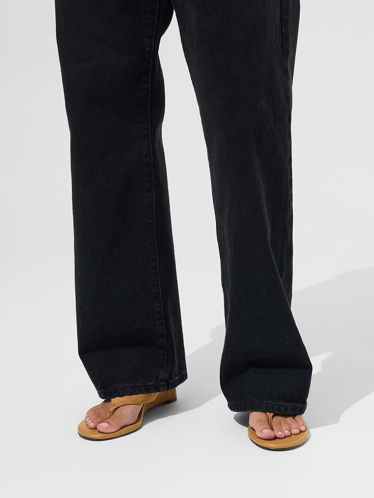 Image number 5 showing, Vegan Leather Wedge Thong Sandals