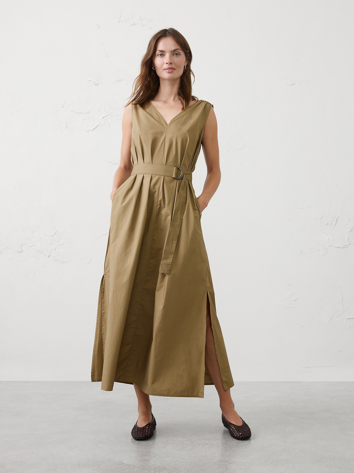 Poplin Belted Maxi Dress | Banana Republic Factory