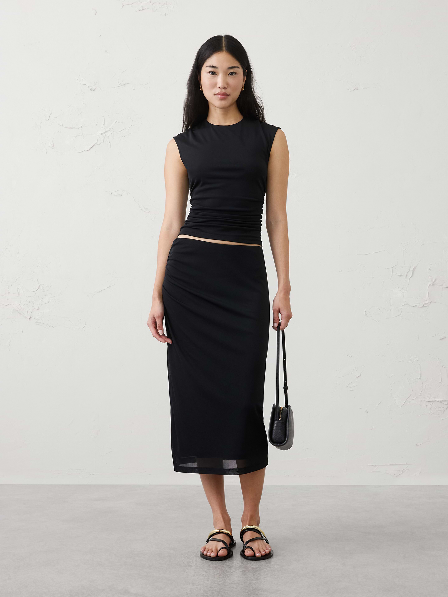 Image number 1 showing, Shirred Mesh Top