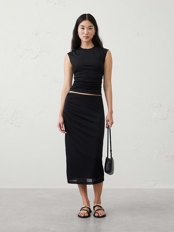 Shirred Mesh Top