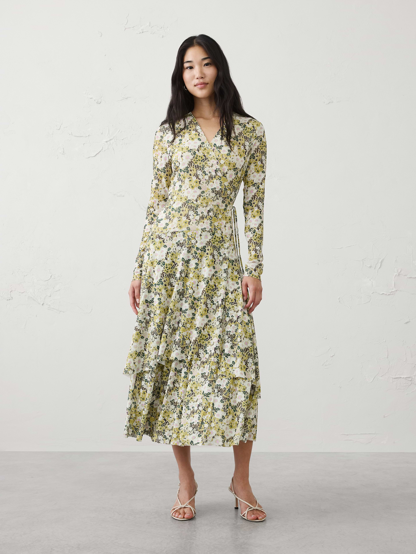 Image number 1 showing, Mesh Tiered Wrap Maxi Dress