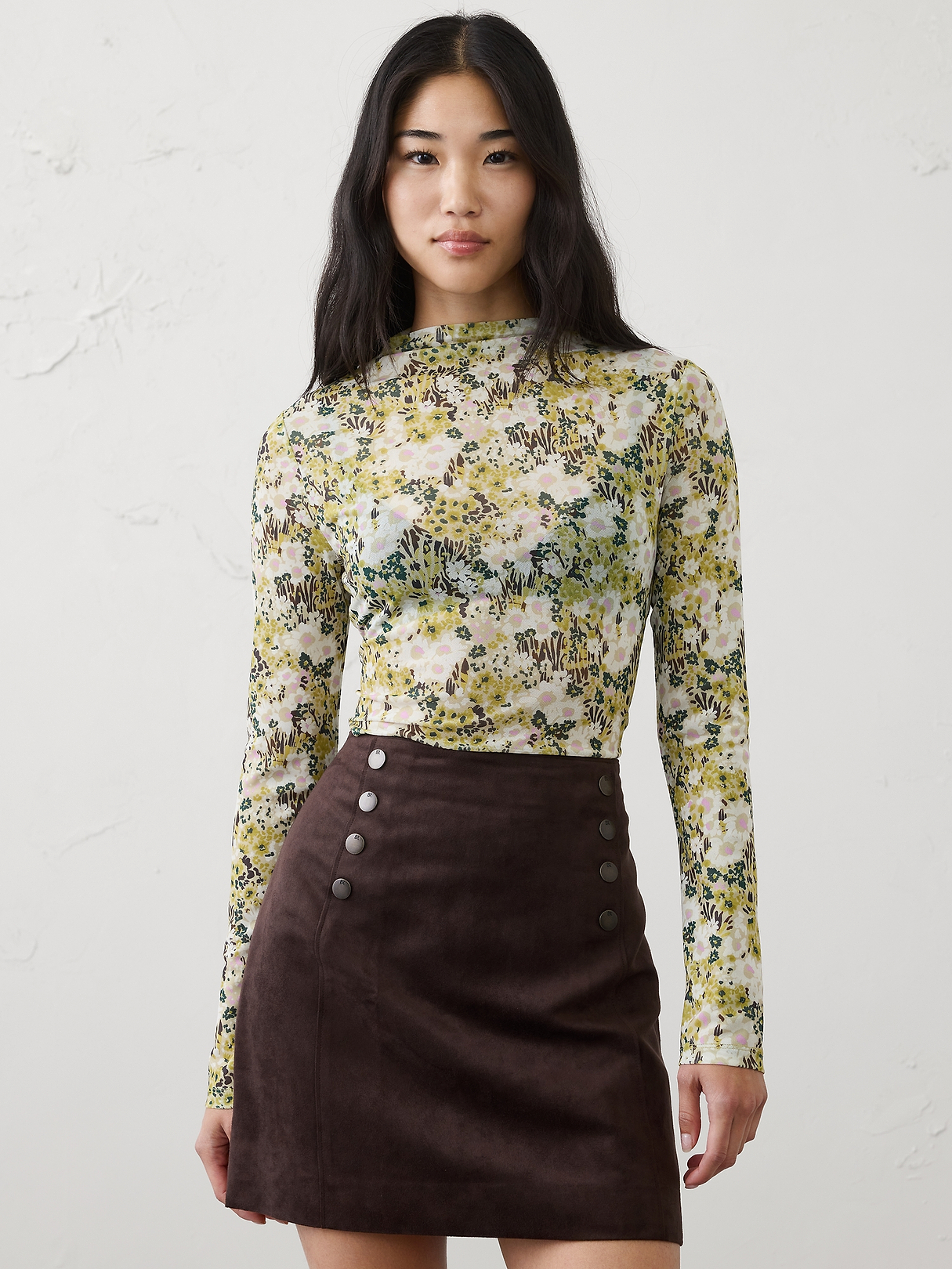 Mesh Mock-Neck Top | Banana Republic Factory