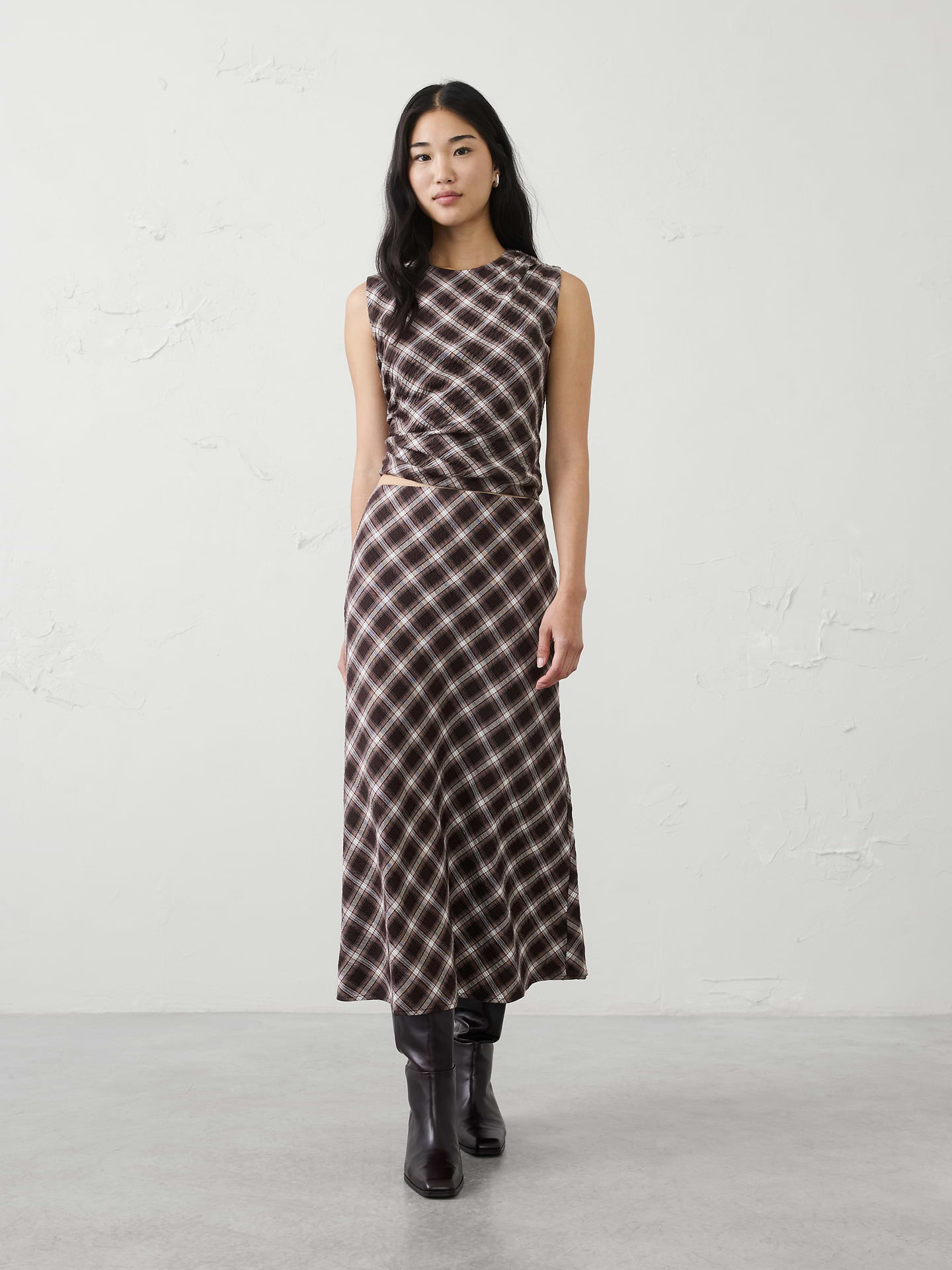 Image number 1 showing, Breezy Plaid Midi Slip Skirt