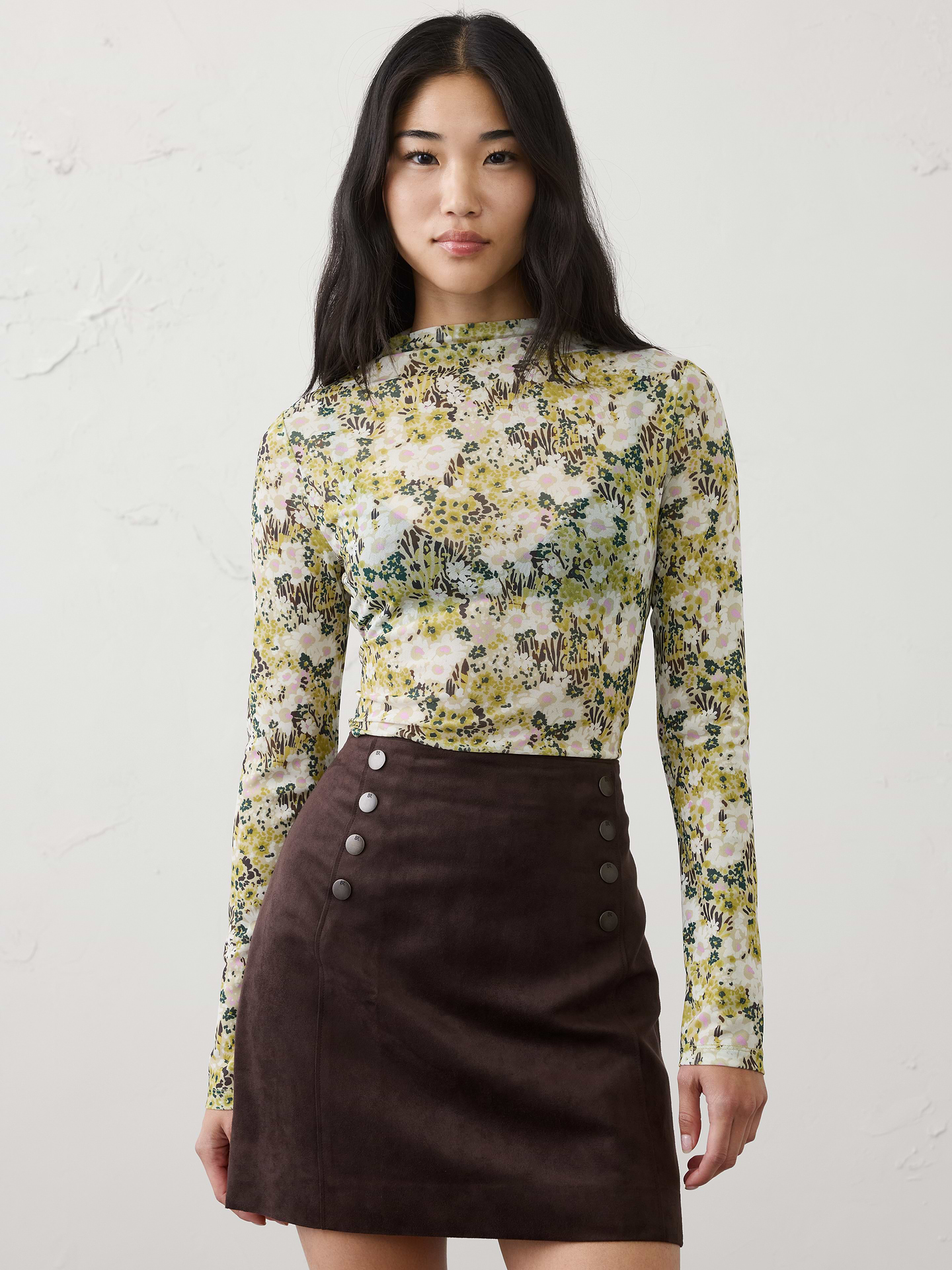 Image number 1 showing, Mesh Mock-Neck Top