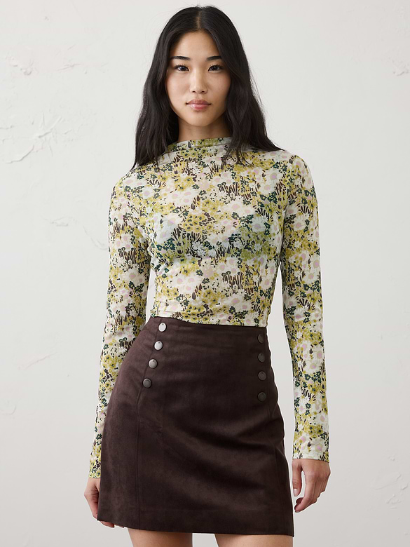 Mesh Mock-Neck Top