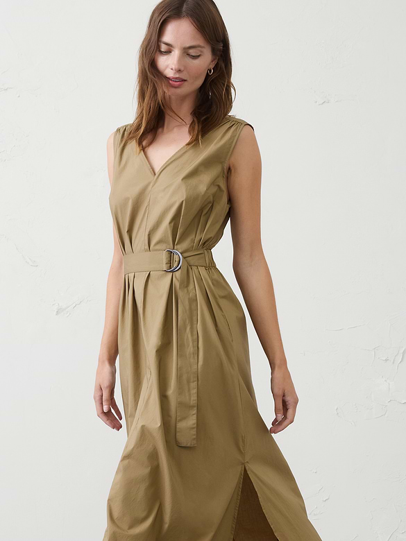 Poplin Belted Maxi Dress