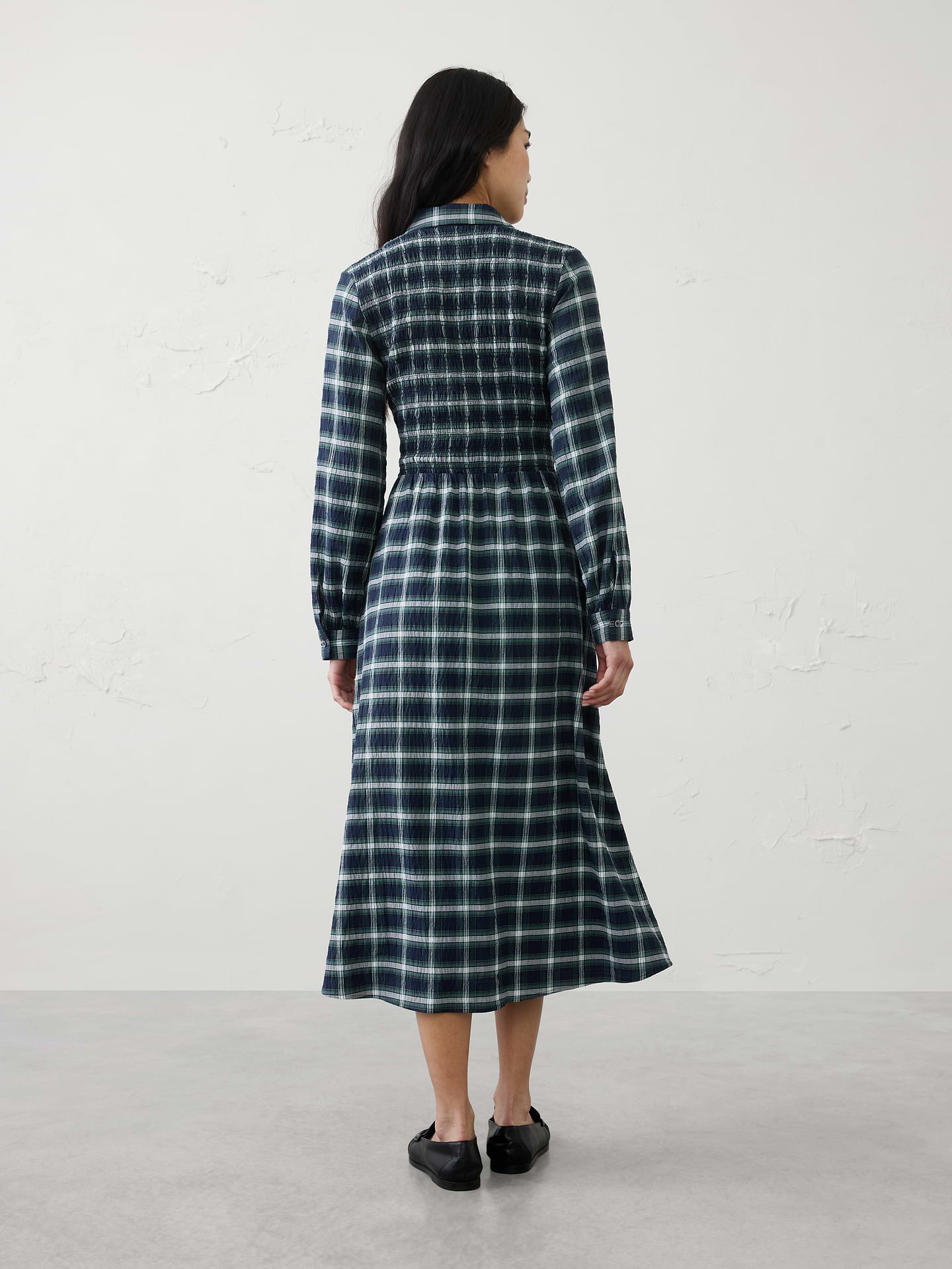 Image number 2 showing, Breezy Plaid Smocked Midi Dress