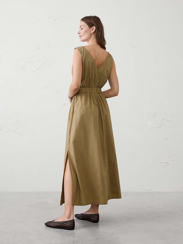 Poplin Belted Maxi Dress