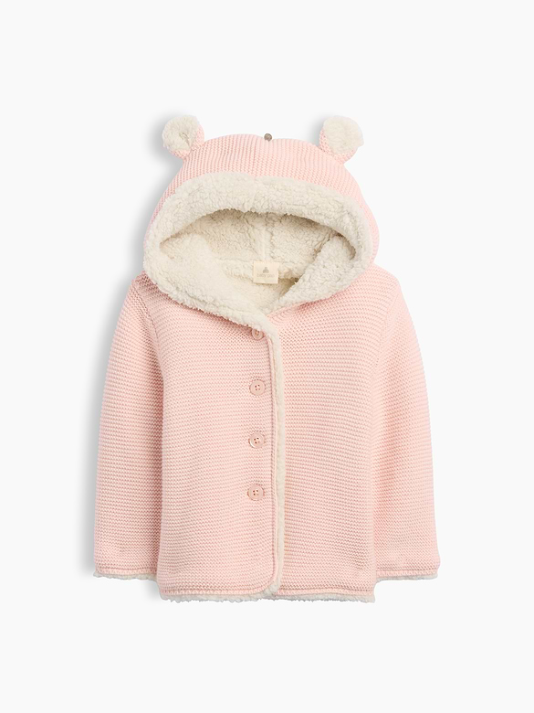 Baby Sherpa-Lined Garter Cardigan
