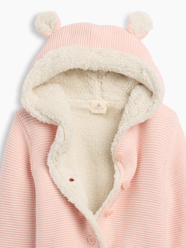 Image 2 of 3, Baby Sherpa-Lined Garter Cardigan
