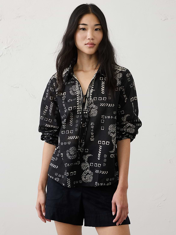 Collared Front-Tie Top
