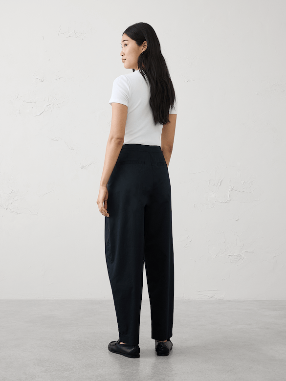 Barrel-Leg High-Rise Twill Utility Pant