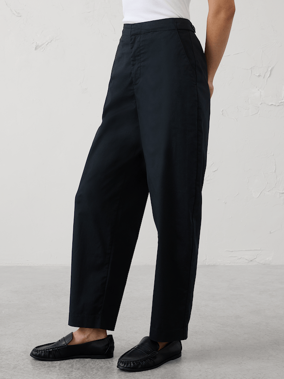 Barrel-Leg High-Rise Twill Utility Pant