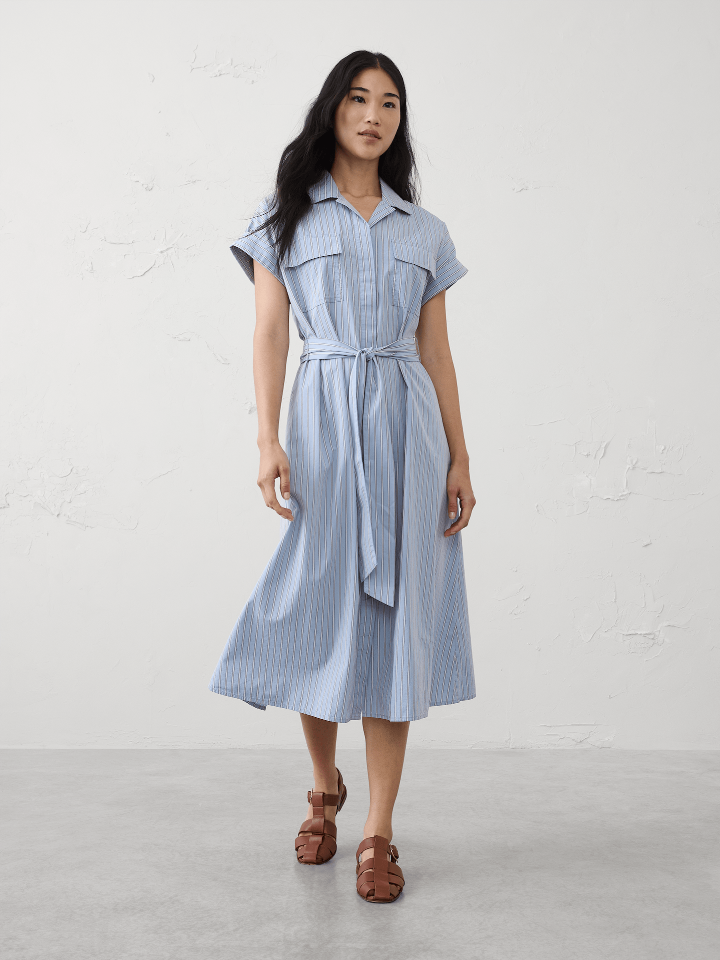 Image number 1 showing, Poplin Utility Midi Shirtdress